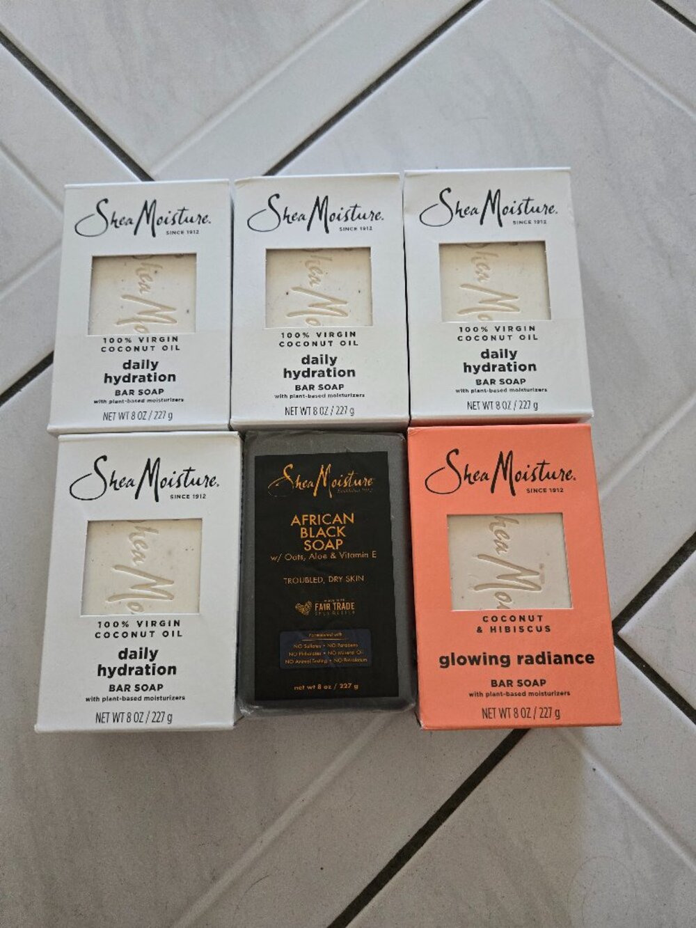 Lot of 6 New Shea Moisture Soap Bars Daily Hydration African Black Radiance Glow